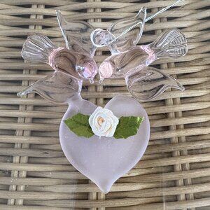 Silvestri Vintage Pink Dove/Heart Ornament